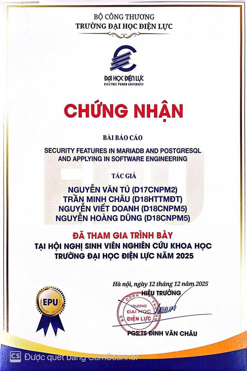 Student Scientific Research Conference 2025 presentation certificate